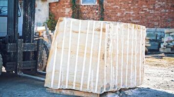 Forklift truck loading marble video