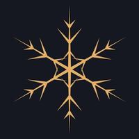 Christmas snowflake design. A bold and intricate gold snowflake with sharp, geometric details on a dark background. Perfect for winter-themed projects and festive decorations. vector