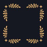 Christmas decorative corner elements. Gold botanical designs with leaves and star accents, arranged for framing or enhancing holiday-themed compositions. Elegant and festive vector