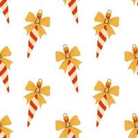 Christmas tree decoration with a bow. Festive Christmas or New Year seamless pattern. For textile, wrapping paper, background. vector
