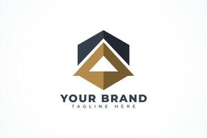 Elegant Hexagon and triangle combined logo design template vector