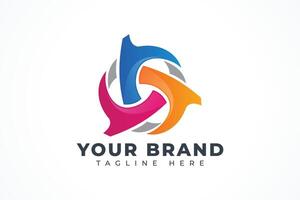 three abstract shapes, swirl rounded sphere logo vector