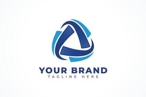 blue swirl triangle logo design template, unity icon, vector