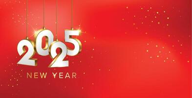 Luxury Happy new year 2025 template with 3D hanging number vector