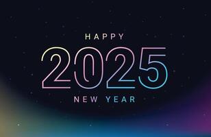 Line style 2025 new year dark background with bursting star vector