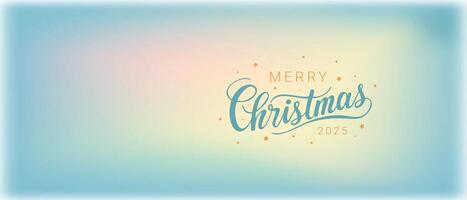 Merry Christmas 2025 text with stars on a gradient soft background. Horizontal banner. vector