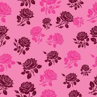 seamless pattern pink roses with pink background vector