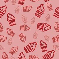 seamless pattern cakes with pink background vector