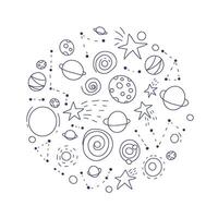 Space objects and symbols set. illustration vector