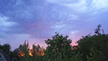 Bright flash of lightning. Flashes of lightning in the sky during sunset video