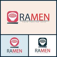 ramen cup noodle chopstick logo set design template vector