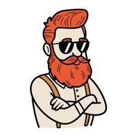 Hipster Man Illustration with Beard and Sunglasses vector