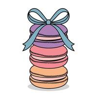 Stack of Macarons with a Bow Cartoon Illustration vector