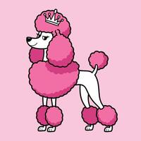Elegant Pink Poodle with Crown Illustration on Pink Background vector