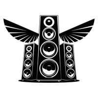 Speaker System with Wings Black and White Design vector