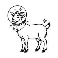 Space Goat with Astronaut Helmet Illustration vector
