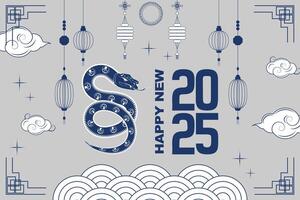 Chinese New Year of the Snake with festive decor and geometric frames vector