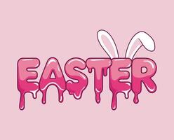 Pink Easter Dripping Text with Bunny Ears Illustration vector