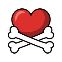 Red Heart with Crossbones Illustration vector