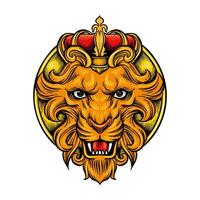 colored illustration of a lion's head in an ornamental style vector