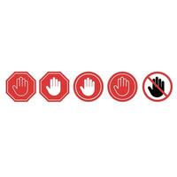Stop hand icon set. Do not touch illustration sign collection. Hand forbidden symbol. vector