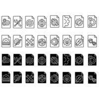 Technical documentation icon set. Manual illustration sign collection. Instruction symbol or logo. vector
