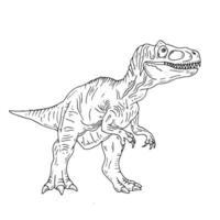 Graphics black and white dinosaur. Black line illustration with Tyrannosaurus Rex in the ink style. vector