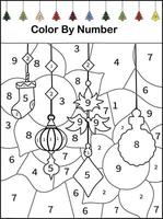 Christmas light color by number worksheet vector