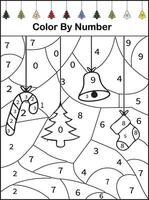 1-10 color number Christmas worksheet vector