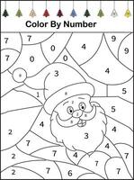 santa color by number Christmas math worksheet vector