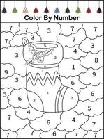 staking color by number Christmas worksheet vector