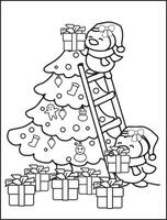 Christmas tree color worksheet vector
