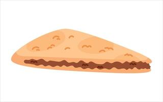 A clean and colorful isolated illustration of traditional Turkish flatbread with a savory filling. Ideal for culinary projects, cultural content, and food-related designs. vector