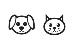 Cat and dog logo line art for print and web vector