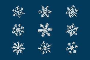 A set of snowflakes on a blue background vector
