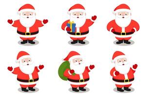 A set of images of Santa Claus in various forms on a white background vector