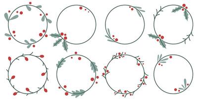 Set of botanical frames in doodle sketch style vector