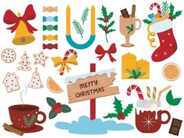 Winter Christmas set of elements for festive mood vector