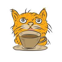 A Cat and A Cup of Coffee vector