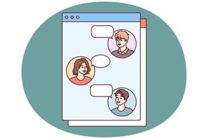 Colleagues communicate in chatbox by exchanging messages in Internet application for phone vector