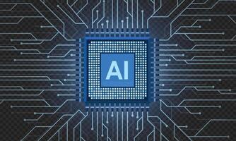 Artificial intelligence micro chip illustration. Quantum computing. Digital technology artificial intelligence concept design. Abstract futuristic hitech style. illustration vector