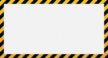 Warning frame with yellow and black diagonal stripes. Yellow and black border danger sign. Tape frame caution. illustration vector