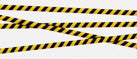 Warning tape with yellow and black diagonal stripes. Warning tape and police line. Warning danger tape. Restriction tape. Seamless line. illustration vector