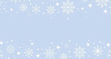 Abstract snowflake border. Snowflakes pattern. Snowfall repeat backdrop. Winter holidays theme. Background with snowflakes. illustration vector