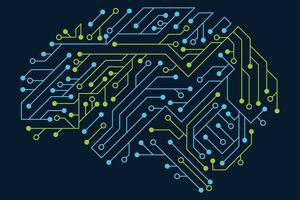 Artificial Intelligence brain illustration with board circuit. Circuit board human brain. Circuit board. illustration vector