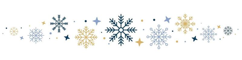 Abstract snowflake seamless border. Snowflakes seamless pattern. Snowfall repeat backdrop. Winter holidays theme. Seamless background with snowflakes. illustration vector
