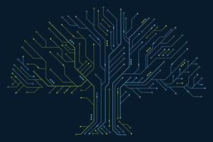 Circuit board tree. Tree data technology circuit line. Abstract futuristic circuit board. Futuristic technology design elements. illustration vector