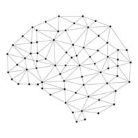 Brain design with dots and connecting lines. Low poly brain. Polygonal human brain. Brain mapping concept. illustration vector