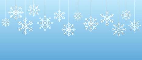 Snowflake seamless border. Simple hanging snowflake. Hanging snowflake decorations. Winter holidays theme. illustration vector