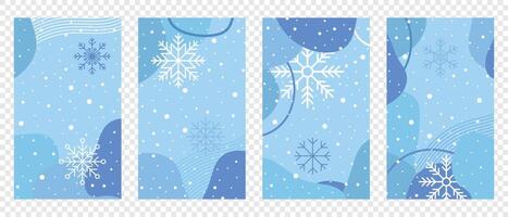 Set of winter posters with snowflakes. Colorful winter banners with falling snowflakes. Wintry scenes. Winter background. illustration vector